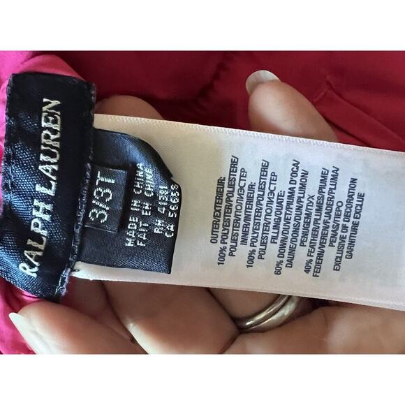 Ralph Lauren Reversible Vest Girls 3T Pink Green PUFFER Down Crest Horse Toddler - Picture 6 of 8